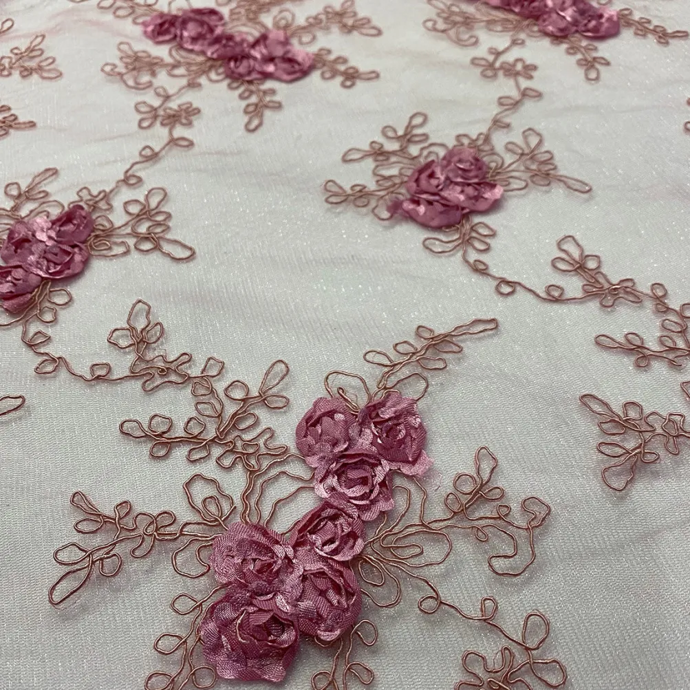 Baby Rose Embroidery Table Runner in Dusty Rose