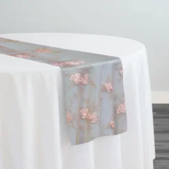 Baby Rose Embroidery Table Runner in Blush