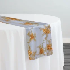 Baby Rose Embroidery Table Runner in Gold