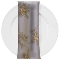 Baby Rose Embroidery (w/ Poly Lining) Table Napkin in Champagne
