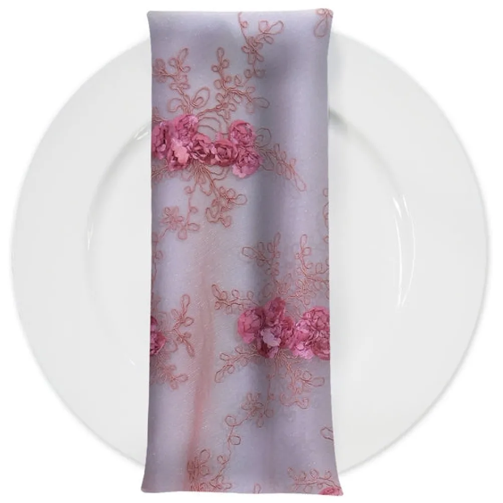 Baby Rose Embroidery (w/ Poly Lining) Table Napkin in Dusty Rose
