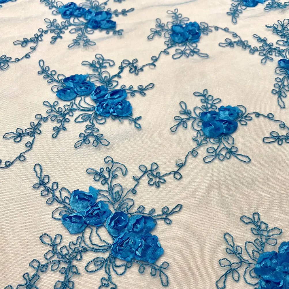 Baby Rose Embroidery (w/ Poly Lining) Table Napkin in Turquoise