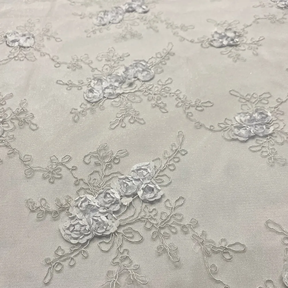 Baby Rose Embroidery (w/ Poly Lining) Table Napkin in White