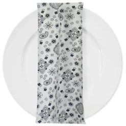 Bandana (Poly Print) Table Napkin in White