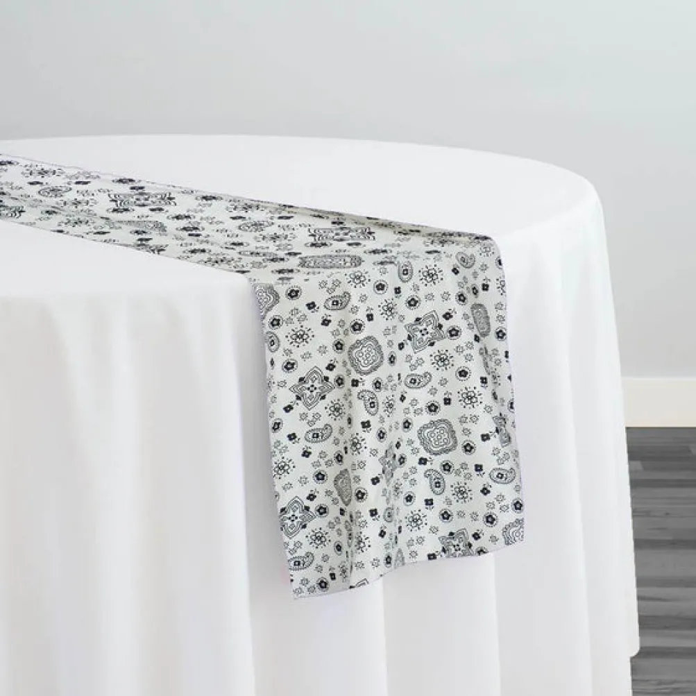 Bandana (Poly Print) Table Runner in White