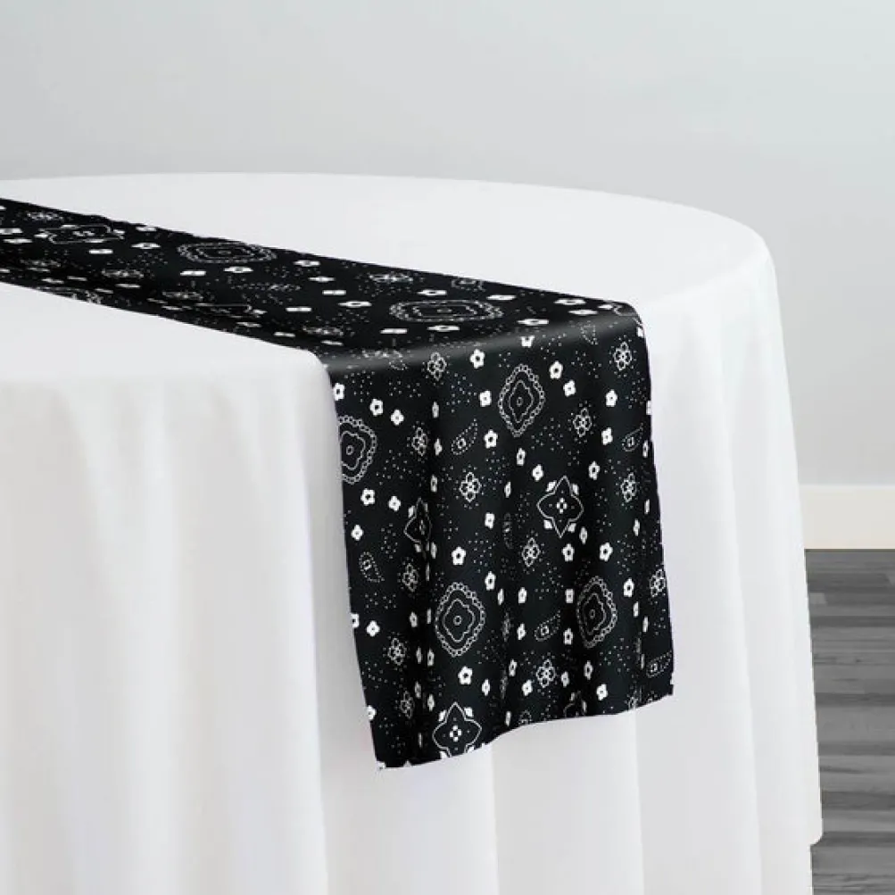 Bandana (Poly Print) Table Runner in Black
