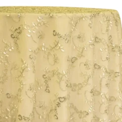Basil Leaf Embroidery Table Linen in Gold