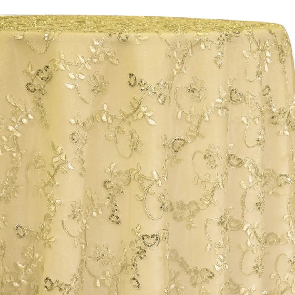 Basil Leaf Embroidery Table Linen in Gold