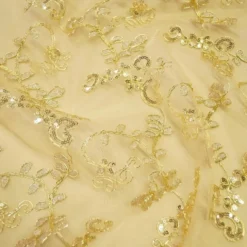 Basil Leaf Embroidery Table Runner in Gold