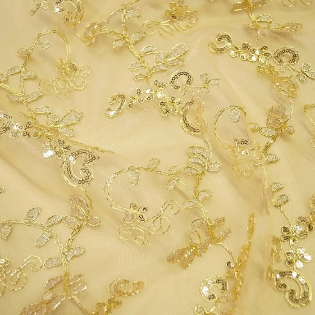 Basil Leaf Embroidery Table Runner in Gold