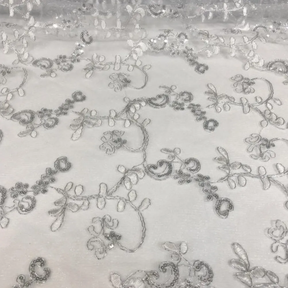 Basil Leaf Embroidery Table Runner in White
