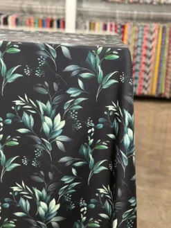 Bayside Leaf (Poly Print) Table Linen in Green/Black