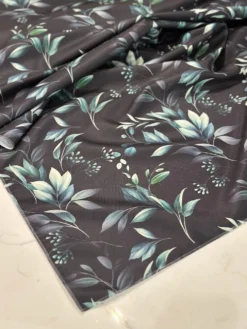 Bayside Leaf (Poly Print) Table Linen in Green/Black