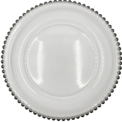 Beaded - Glass Charger Plate in Silver (Item # 0239)