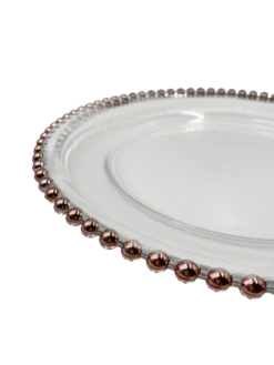 Beaded - Glass Charger Plate in Rose Gold (Item # 0239)