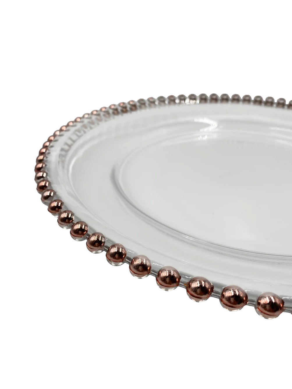 Beaded - Glass Charger Plate in Rose Gold (Item # 0239)