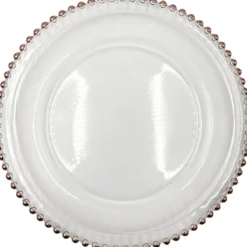 Beaded - Glass Charger Plate in Rose Gold (Item # 0239)