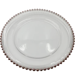 Beaded - Glass Charger Plate in Rose Gold (Item # 0239)