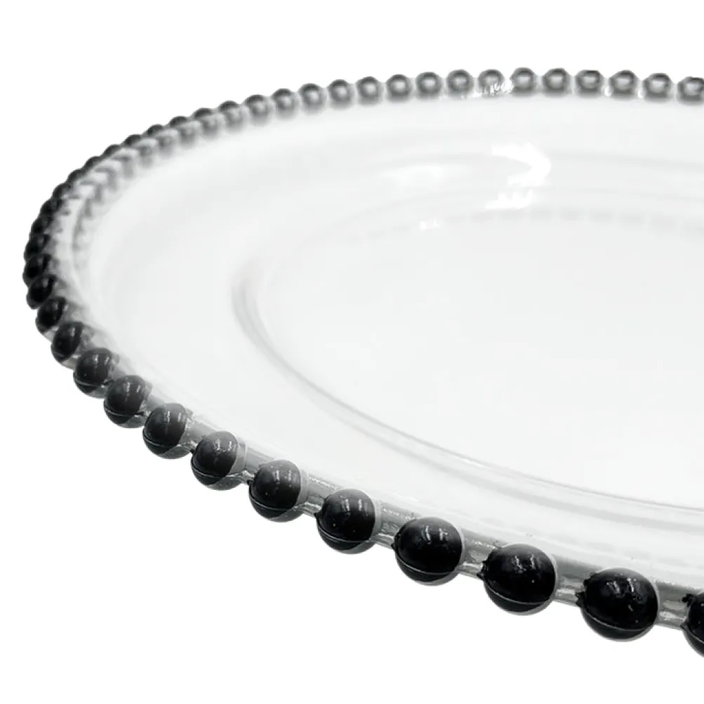 Beaded - Glass Charger Plate in Black (Item # 0239)
