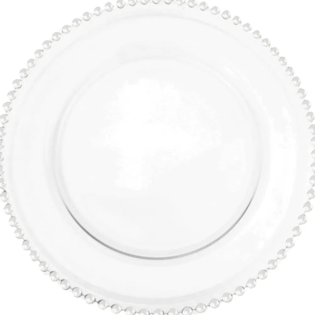 Beaded - Glass Charger Plate in Clear (Item # 0239)