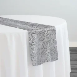 Bedazzle Table Runner in Silver White