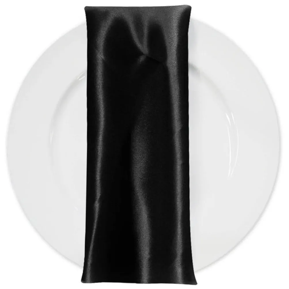Bridal Satin Table Napkin in Black