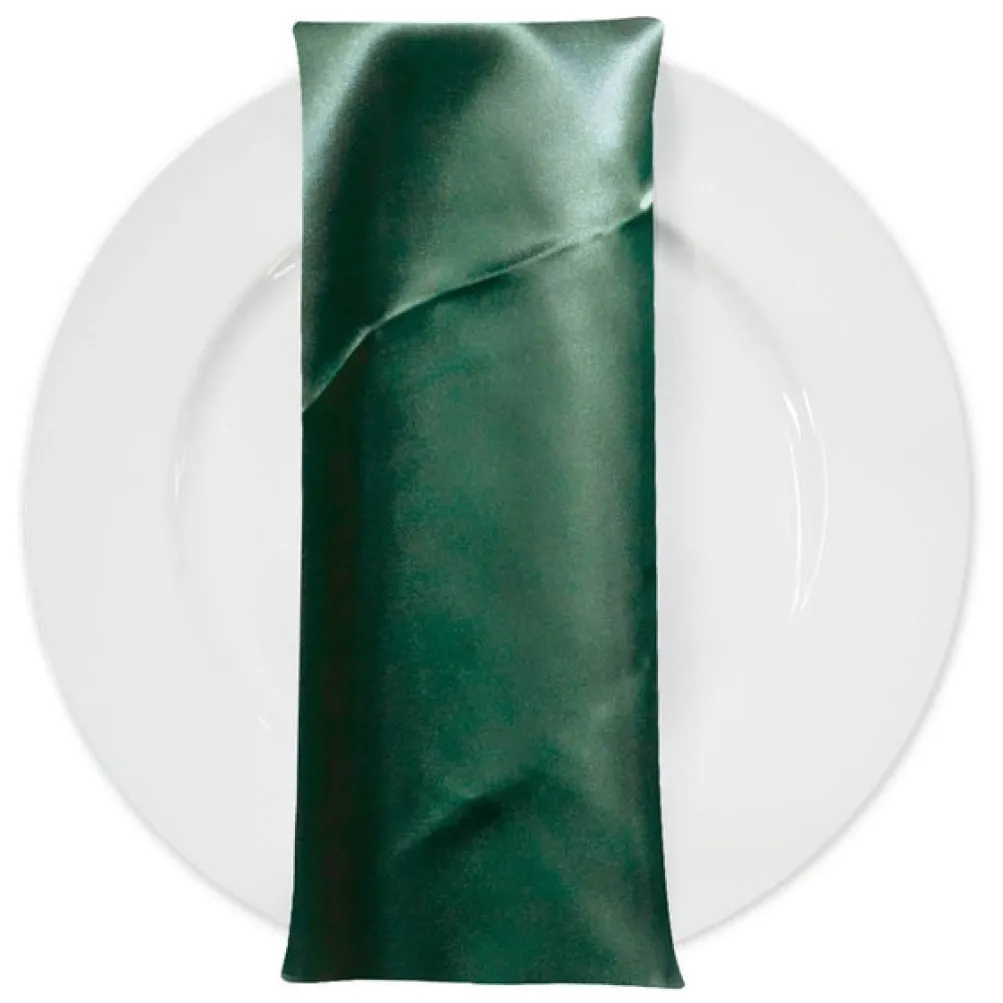 Bridal Satin Table Napkin in Hunter Green 38