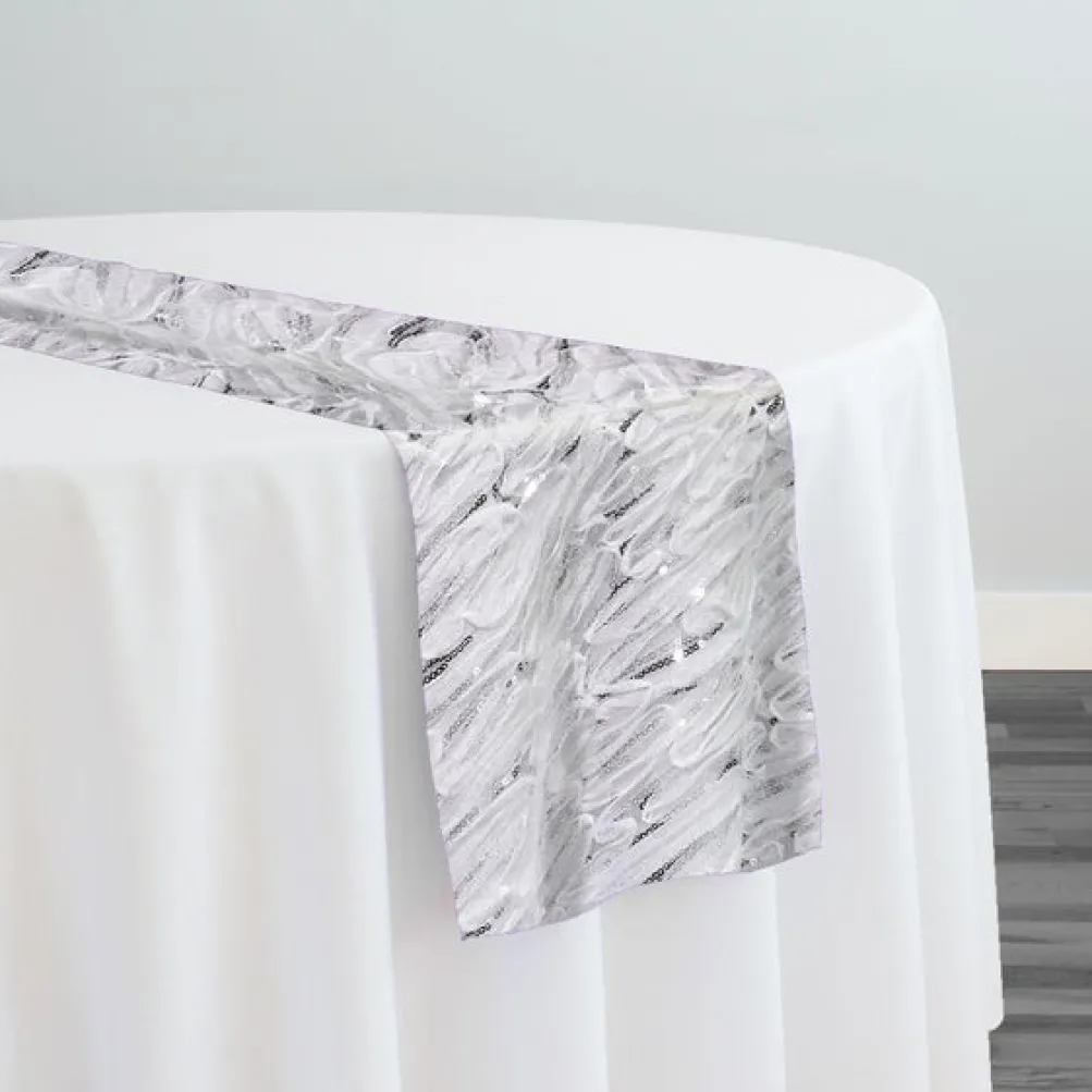 Brilliant Sheer Sequins Table Runner in White