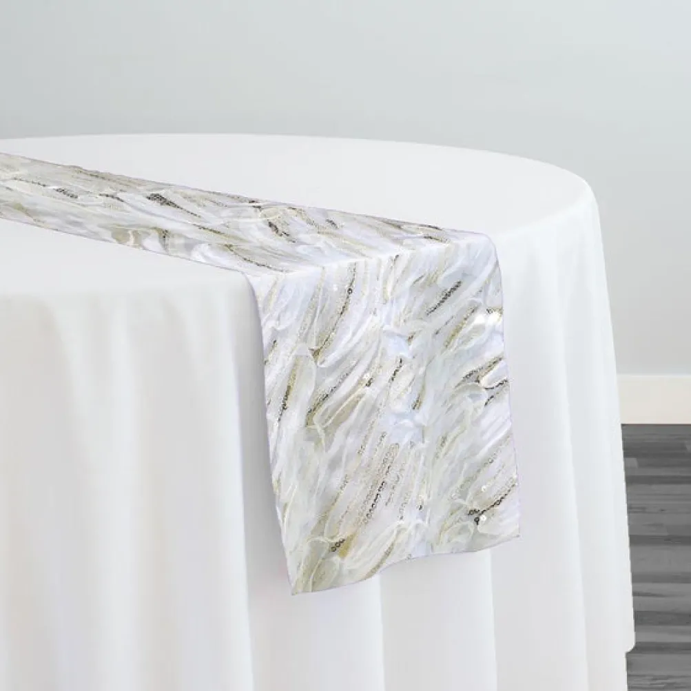 Brilliant Sheer Sequins Table Runner in Ivory