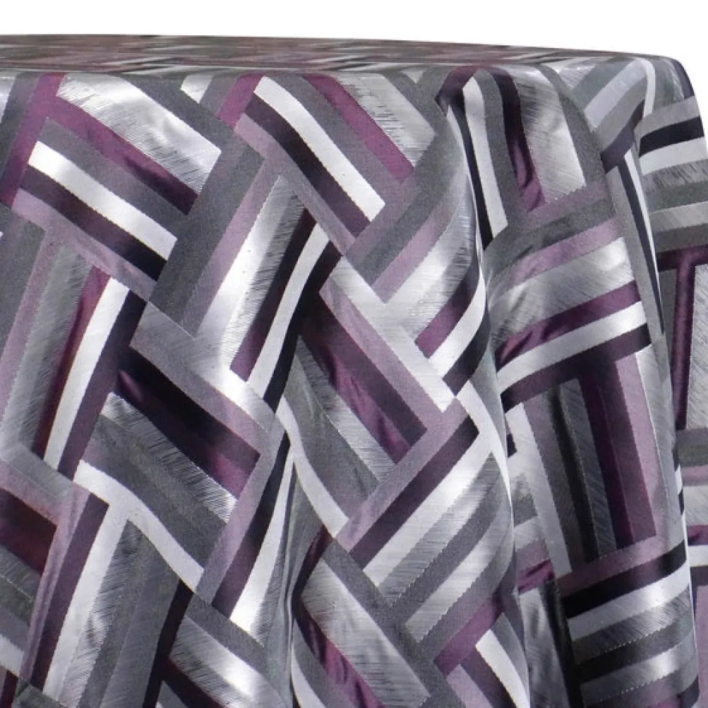 Broadway Jacquard (Reversible) Table Linen in Eggplant