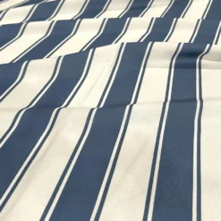 Cabana Stripe (Slub Print) Table Linen in Navy / White