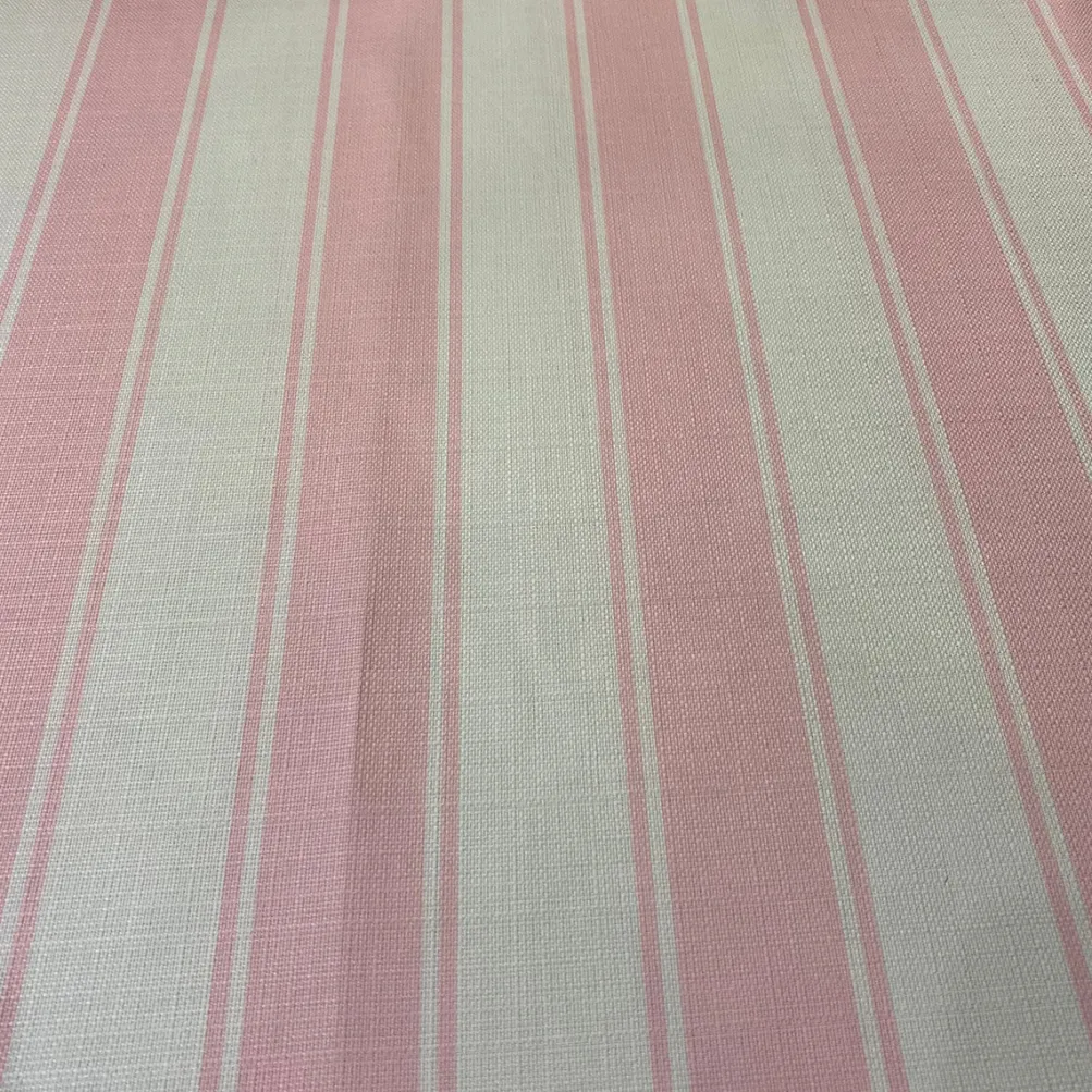 Cabana Stripe (Slub Print) Table Runner in Pink / White