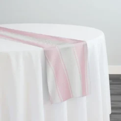 Cabana Stripe (Slub Print) Table Runner in Pink / White