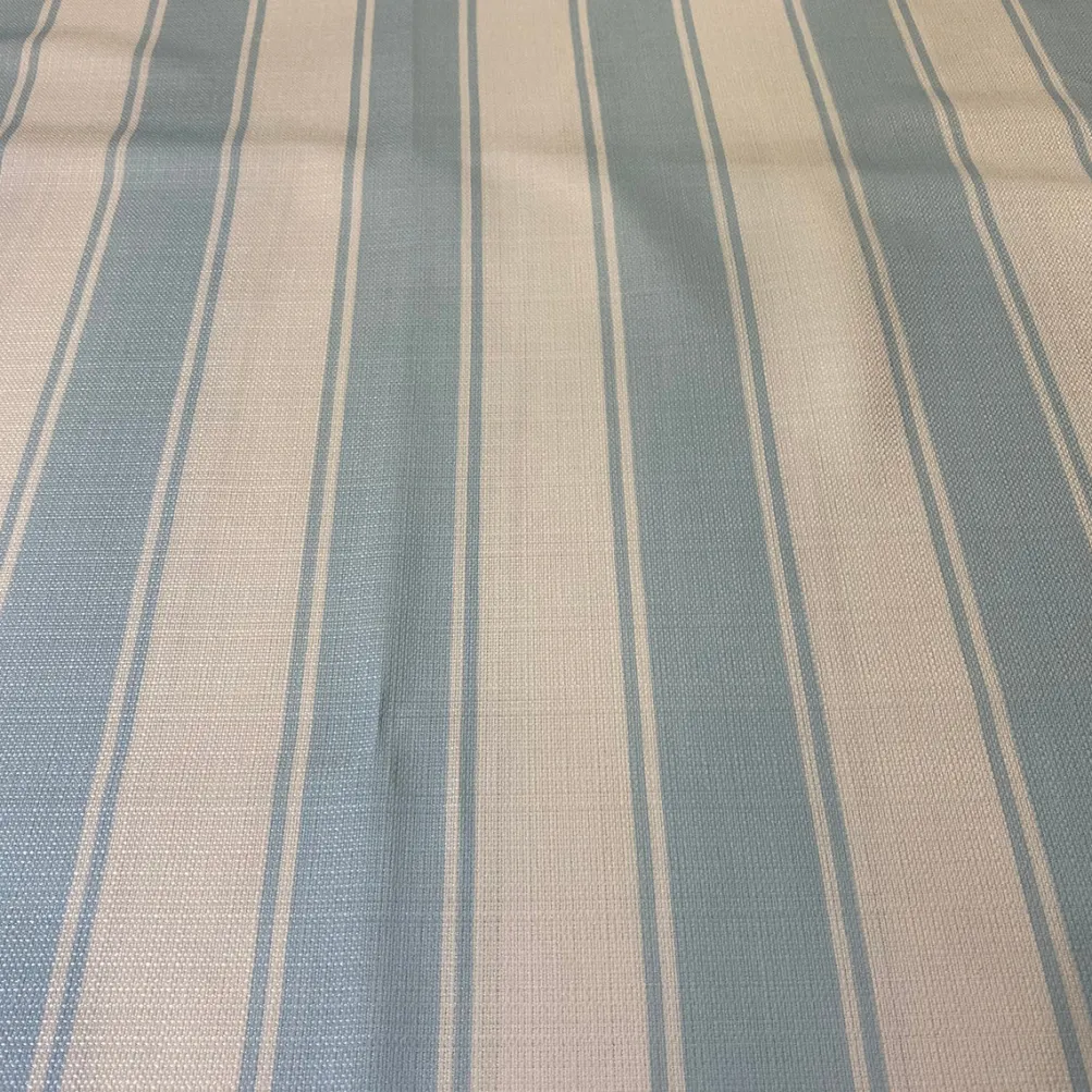 Cabana Stripe (Slub Print) Table Linen in Lt Blue / White