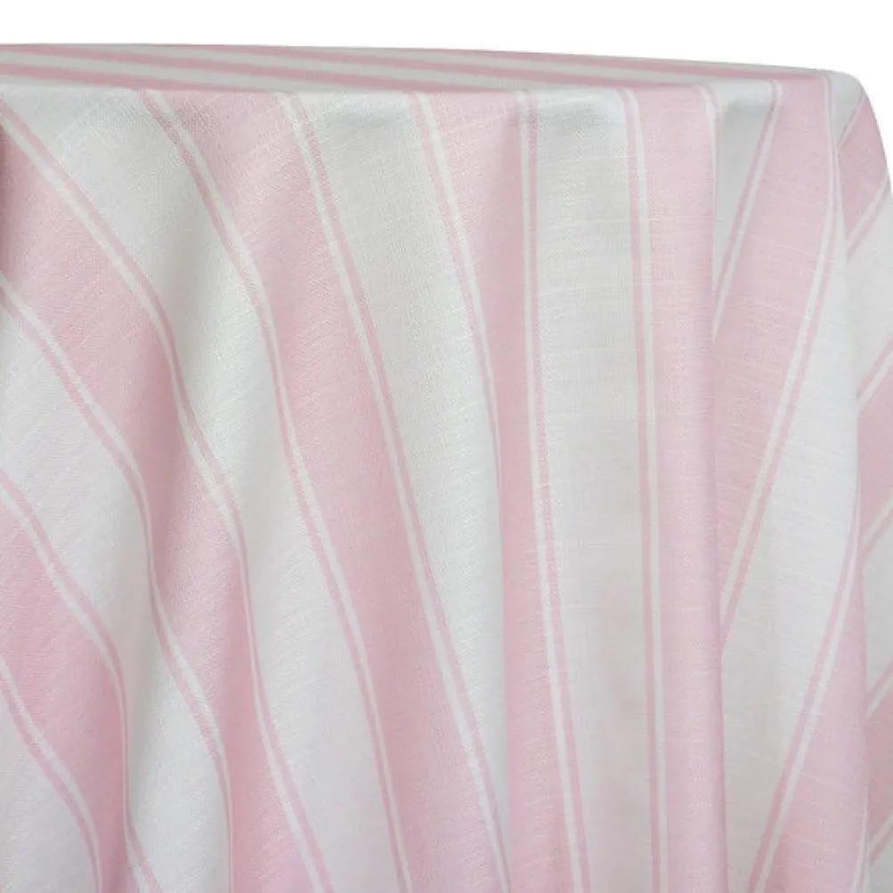 Cabana Stripe (Slub Print) Table Linen in Pink / White