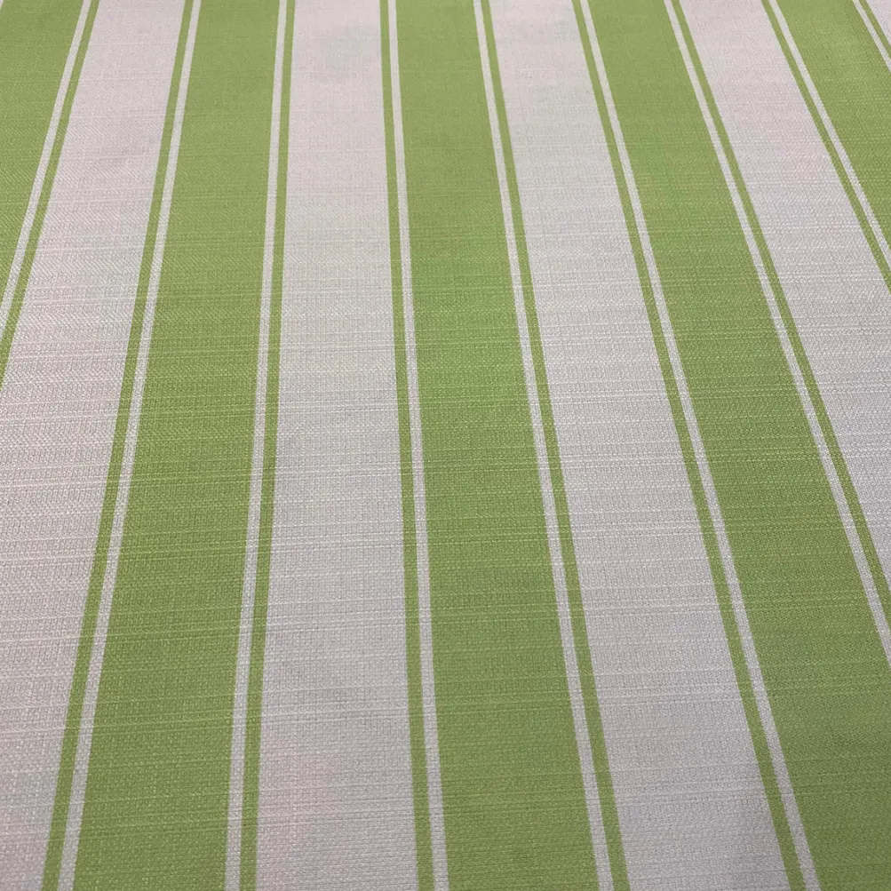 Cabana Stripe (Slub Print) Table Runner in Green / White