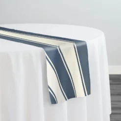 Cabana Stripe (Slub Print) Table Runner in Navy / White
