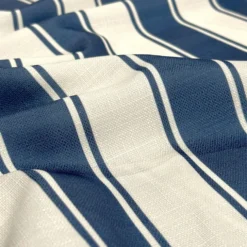 Cabana Stripe (Slub Print) Table Runner in Navy / White