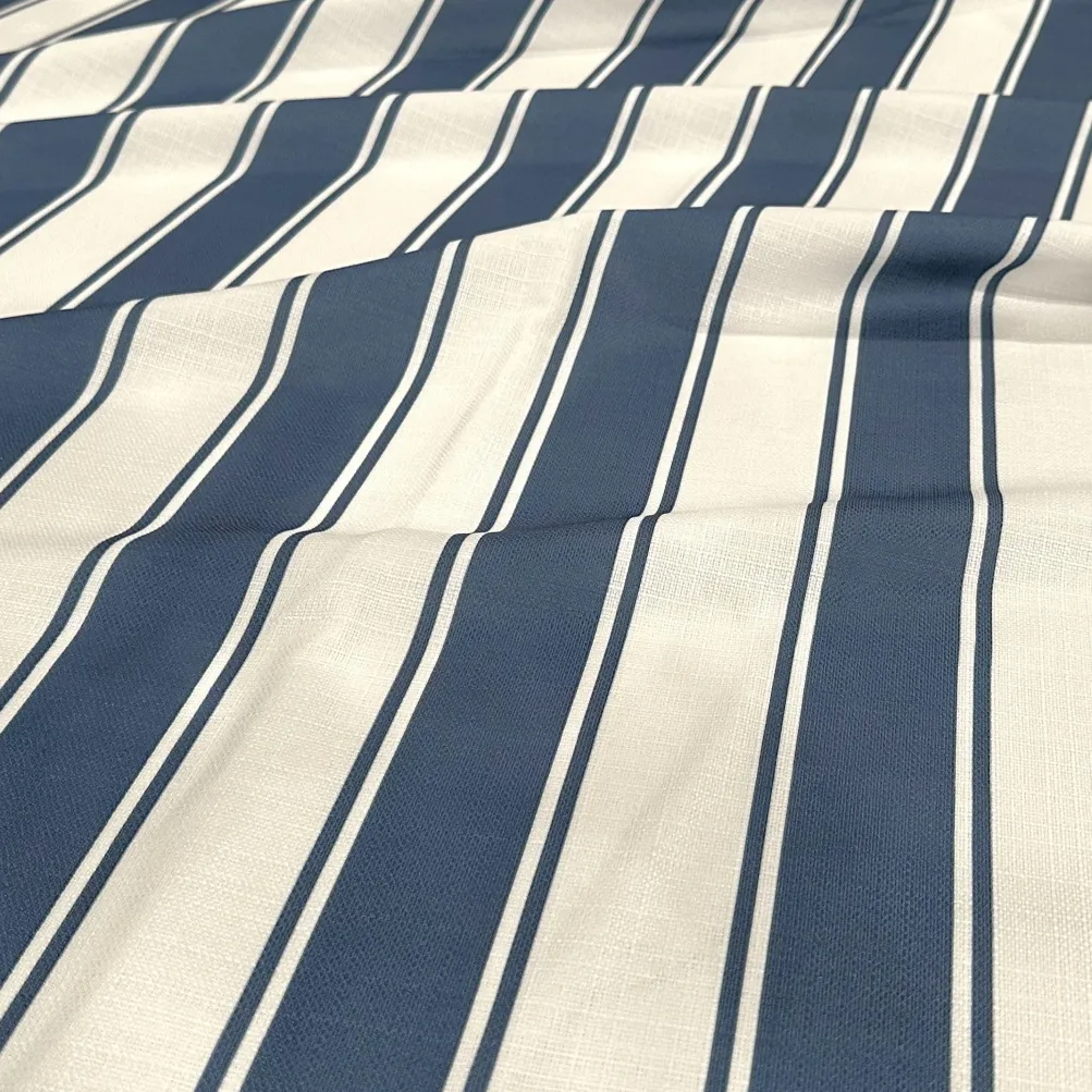 Cabana Stripe (Slub Print) Table Runner in Navy / White