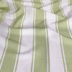 Cabana Stripe (Slub Print) Table Runner in Sage / White