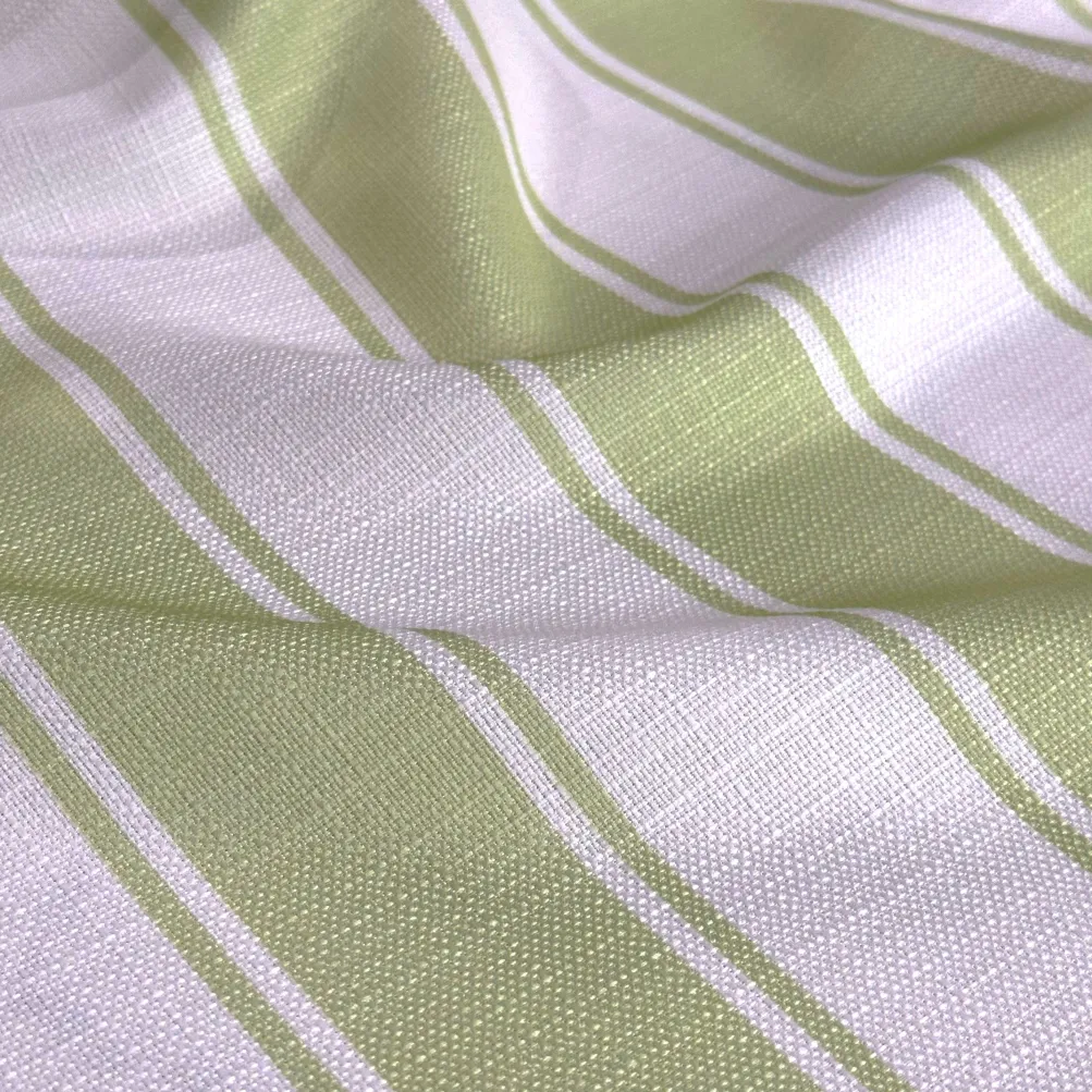 Cabana Stripe (Slub Print) Table Runner in Sage / White