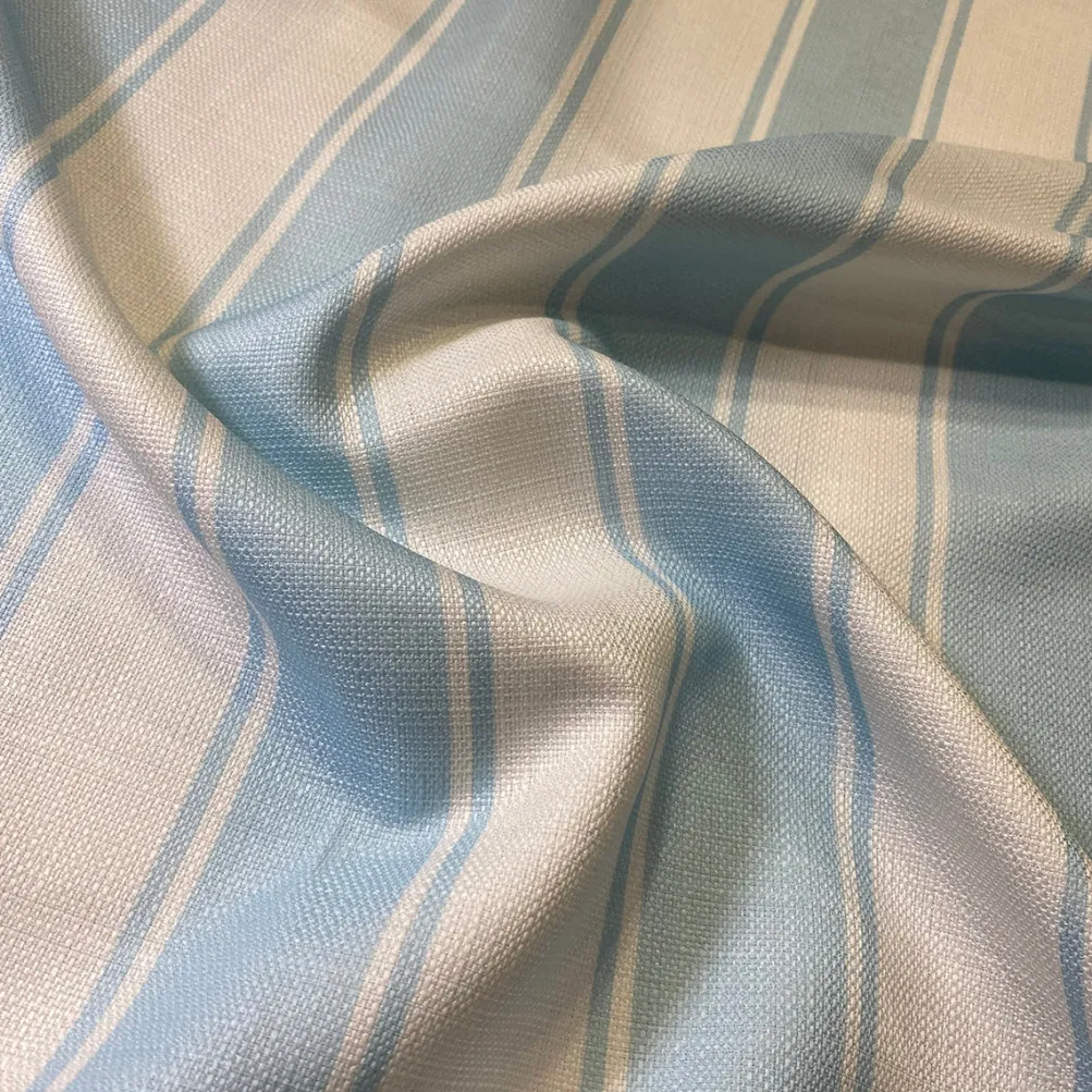 Cabana Stripe (Slub Print) Table Napkin in Lt Blue / White