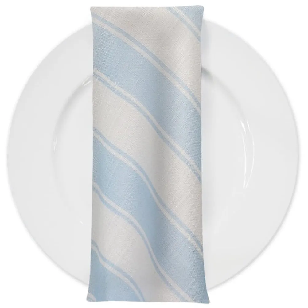 Cabana Stripe (Slub Print) Table Napkin in Lt Blue / White