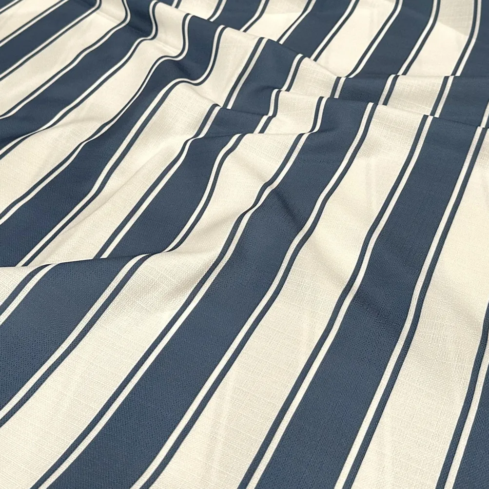 Cabana Stripe (Slub Print) Table Napkin in Navy / White