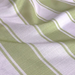 Cabana Stripe (Slub Print) Table Linen in Sage / White
