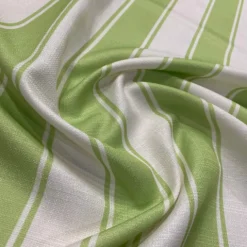 Cabana Stripe (Slub Print) Table Linen in Green / White