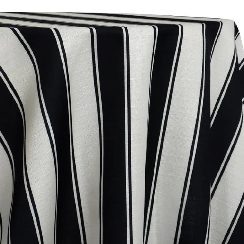 Cabana Stripe (Slub Print) Table Linen in Black / White