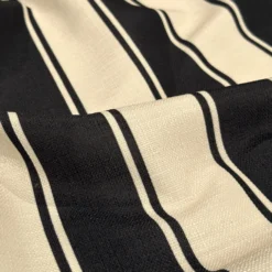 Cabana Stripe (Slub Print) Table Linen in Black / Ivory