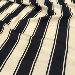 Cabana Stripe (Slub Print) Table Linen in Black / Ivory