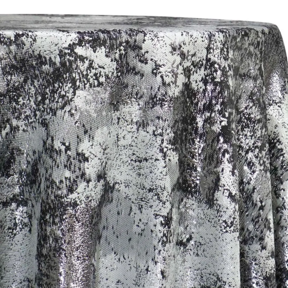 Cascade Jacquard Table Linen in Black and Silver